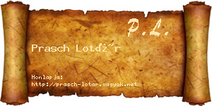 Prasch Lotár névjegykártya